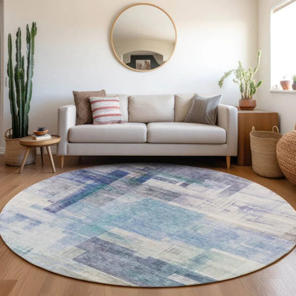 Mireya Blue Washable Indoor-Outdoor Rug-Outdoor Rugs-LOOMLAN Rugs-LOOMLAN