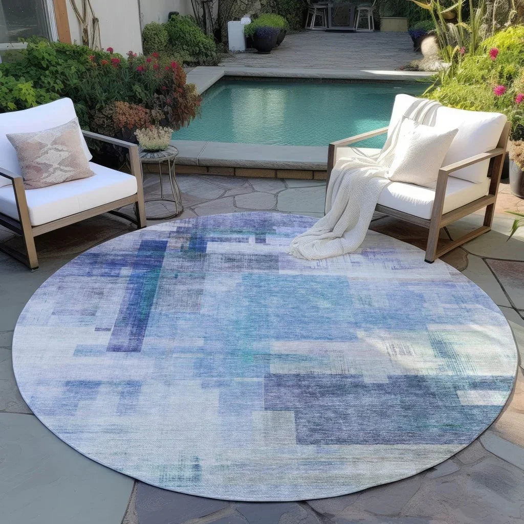 Mireya Blue Washable Indoor-Outdoor Rug-Outdoor Rugs-LOOMLAN Rugs-LOOMLAN