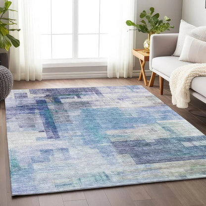 Mireya Blue Washable Indoor-Outdoor Rug-Outdoor Rugs-LOOMLAN Rugs-LOOMLAN