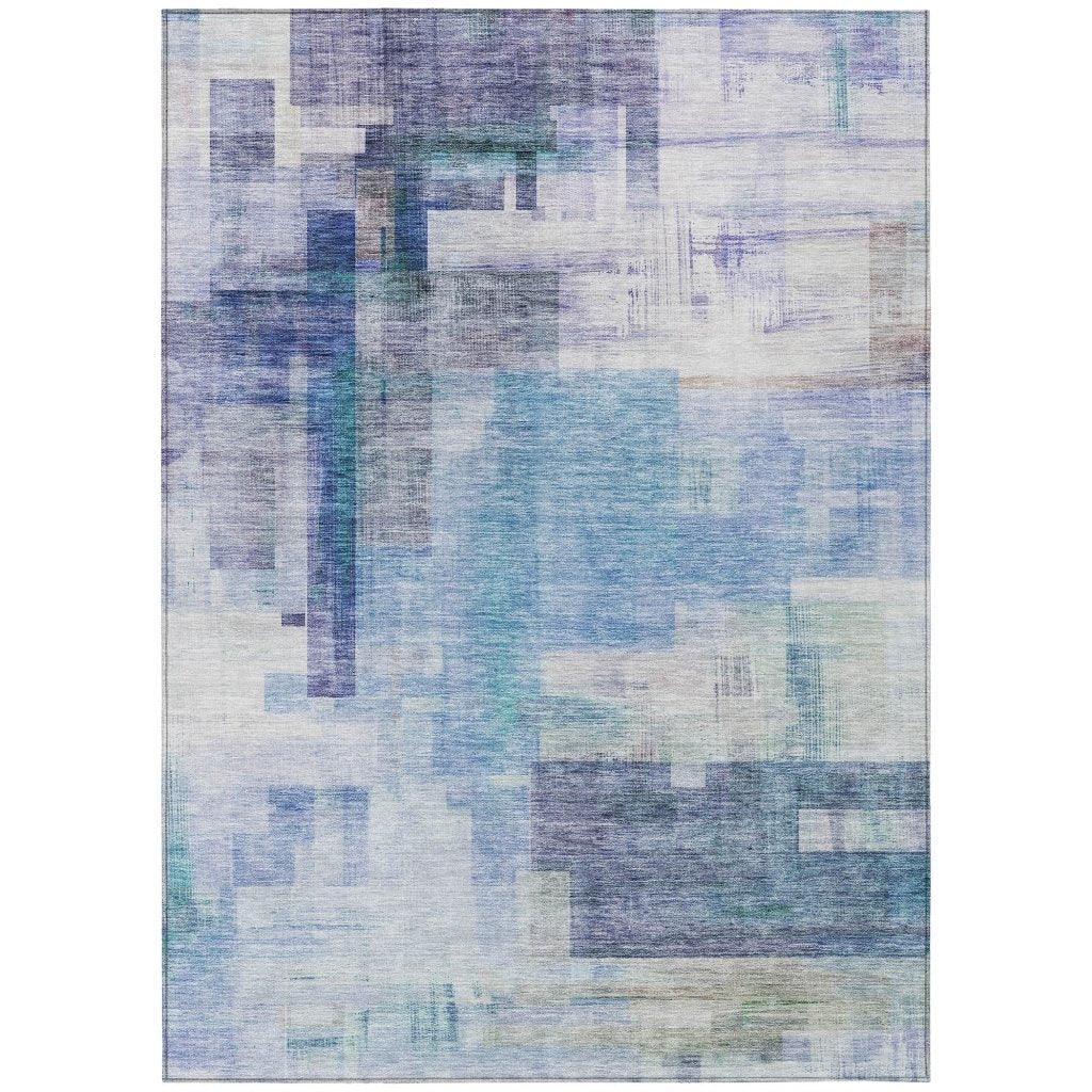 Mireya Blue Washable Indoor-Outdoor Rug-Outdoor Rugs-LOOMLAN Rugs-2'6" x 3'10"-LOOMLAN