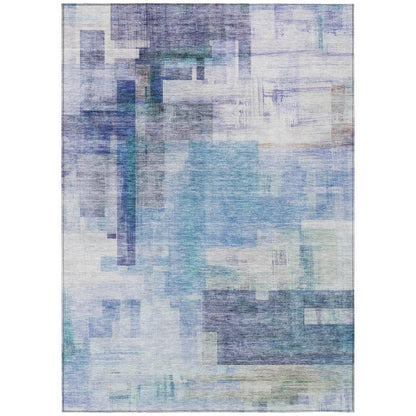 Mireya Blue Washable Indoor-Outdoor Rug-Outdoor Rugs-LOOMLAN Rugs-2'6" x 3'10"-LOOMLAN
