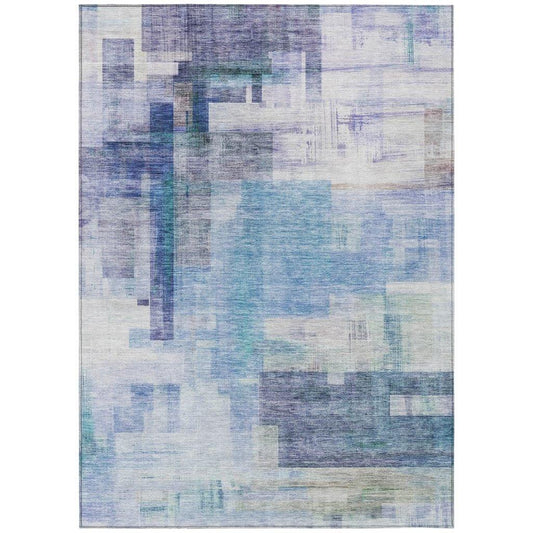 Mireya Blue Washable Indoor-Outdoor Rug-Outdoor Rugs-LOOMLAN Rugs-2'6" x 3'10"-LOOMLAN