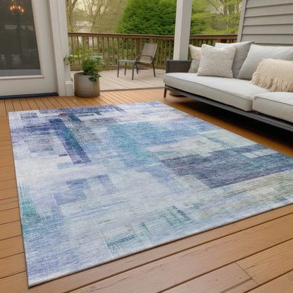 Mireya Blue Washable Indoor-Outdoor Rug-Outdoor Rugs-LOOMLAN Rugs-LOOMLAN