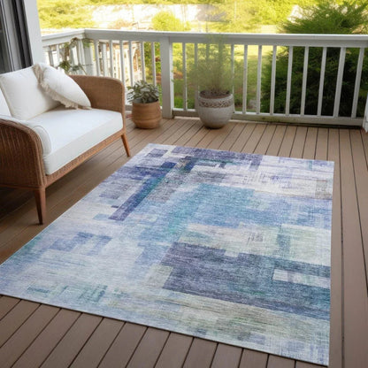Mireya Blue Washable Indoor-Outdoor Rug-Outdoor Rugs-LOOMLAN Rugs-LOOMLAN