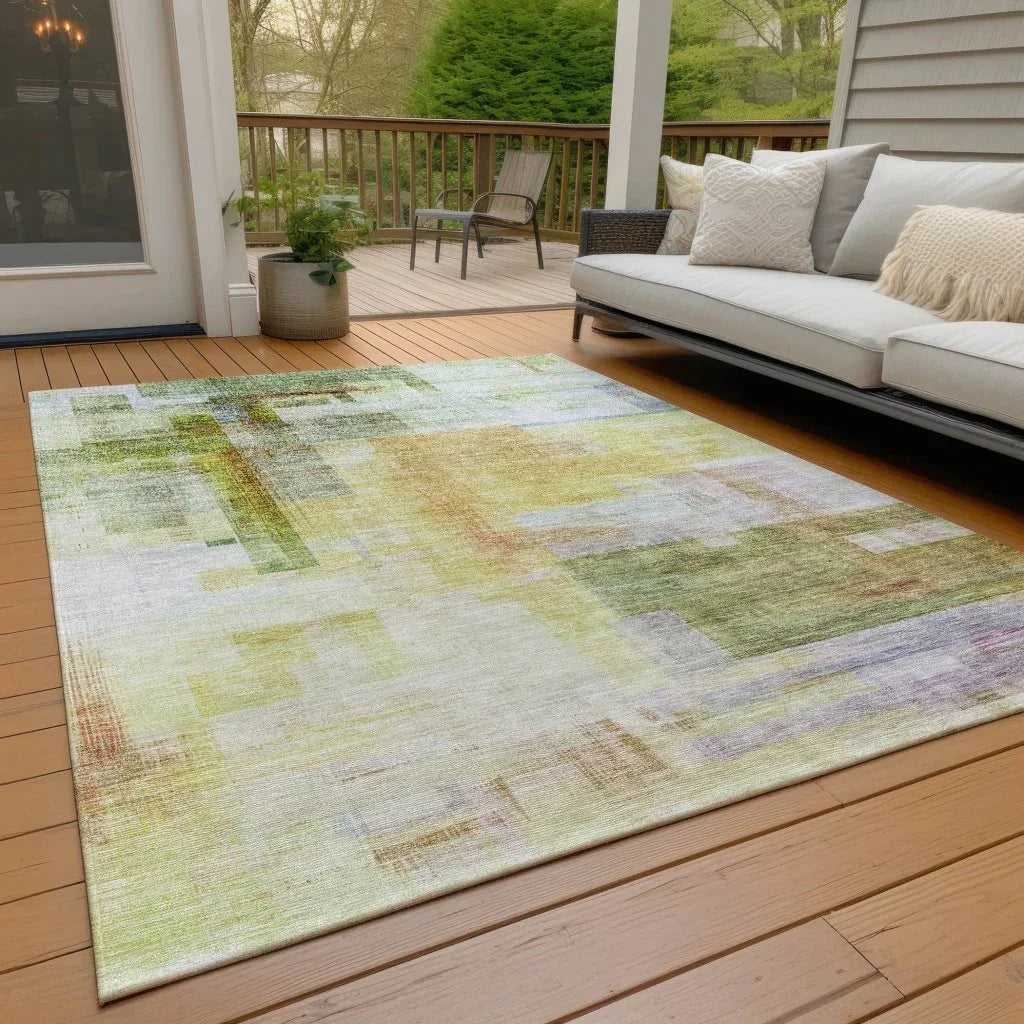 Mireya Green Washable Indoor-Outdoor Rug-Outdoor Rugs-LOOMLAN Rugs-LOOMLAN
