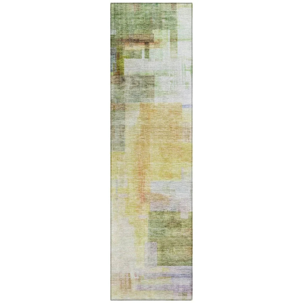 Mireya Green Washable Indoor-Outdoor Rug-Outdoor Rugs-LOOMLAN Rugs-2'3" x 7'6"-LOOMLAN