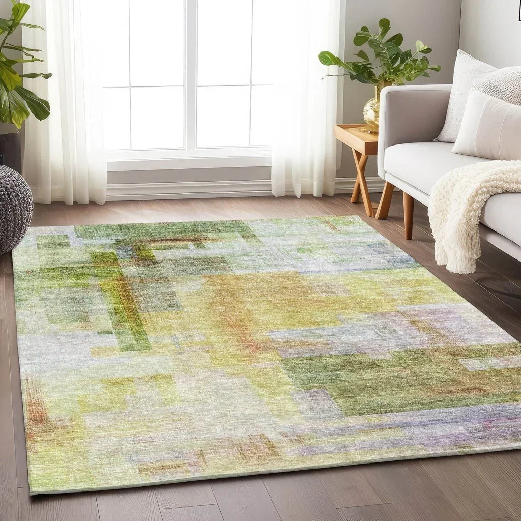 Mireya Green Washable Indoor-Outdoor Rug-Outdoor Rugs-LOOMLAN Rugs-LOOMLAN