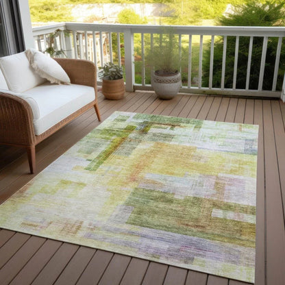 Mireya Green Washable Indoor-Outdoor Rug-Outdoor Rugs-LOOMLAN Rugs-LOOMLAN
