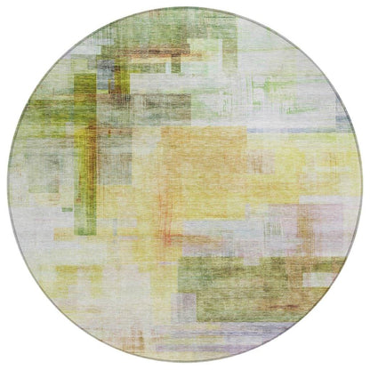 Mireya Green Washable Indoor-Outdoor Rug-Outdoor Rugs-LOOMLAN Rugs-8' x 8'-LOOMLAN