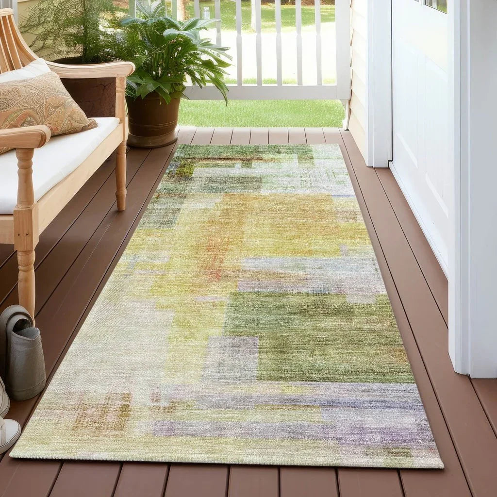 Mireya Green Washable Indoor-Outdoor Rug-Outdoor Rugs-LOOMLAN Rugs-LOOMLAN