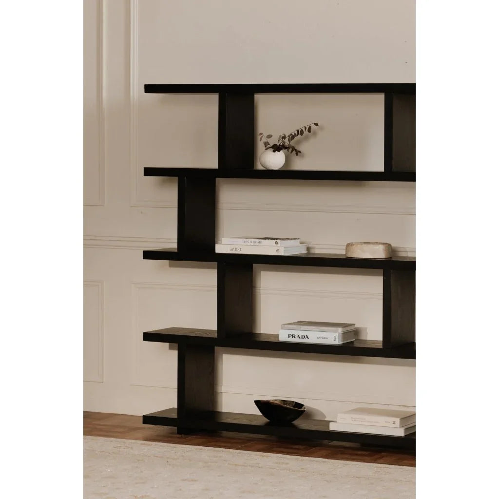 Miri Modern Black Ash Veneer Shelve-Etageres-Moe's Home-LOOMLAN