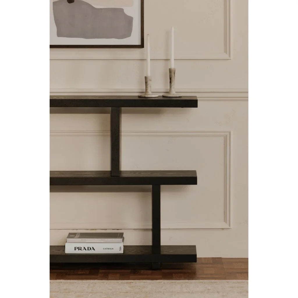 Miri Modern Black Ash Veneer Shelve-Etageres-Moe's Home-LOOMLAN