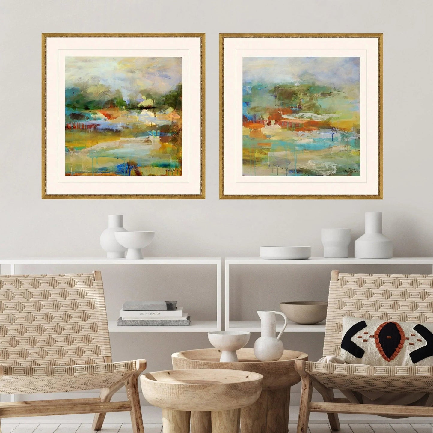 Mist Wood Blue Framed Wall Art 2PC