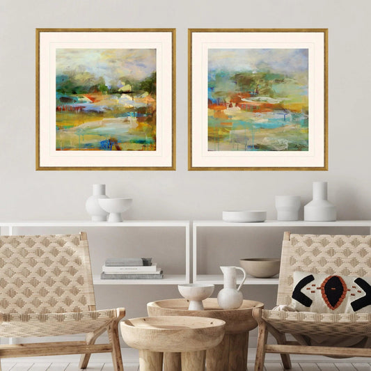 Mist Wood Blue Framed Wall Art 2PC