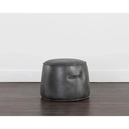 Mitchell Leather Round Ottoman - LOOMLAN - SUNPAN - Ottomans