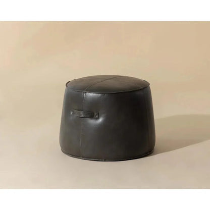 Mitchell Leather Round Ottoman - LOOMLAN - SUNPAN - Ottomans