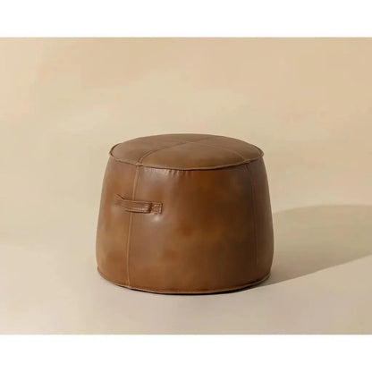Mitchell Leather Round Ottoman - LOOMLAN - SUNPAN - Ottomans