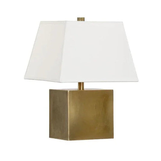 Modern Cube Design Brass Finish Table Lamp - LOOMLAN - Chelsea House - Table Lamps