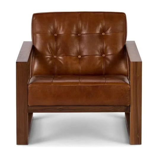 Modern Full Aniline Leather Accent Chair - LOOMLAN - One For Victory - Accent Chairs