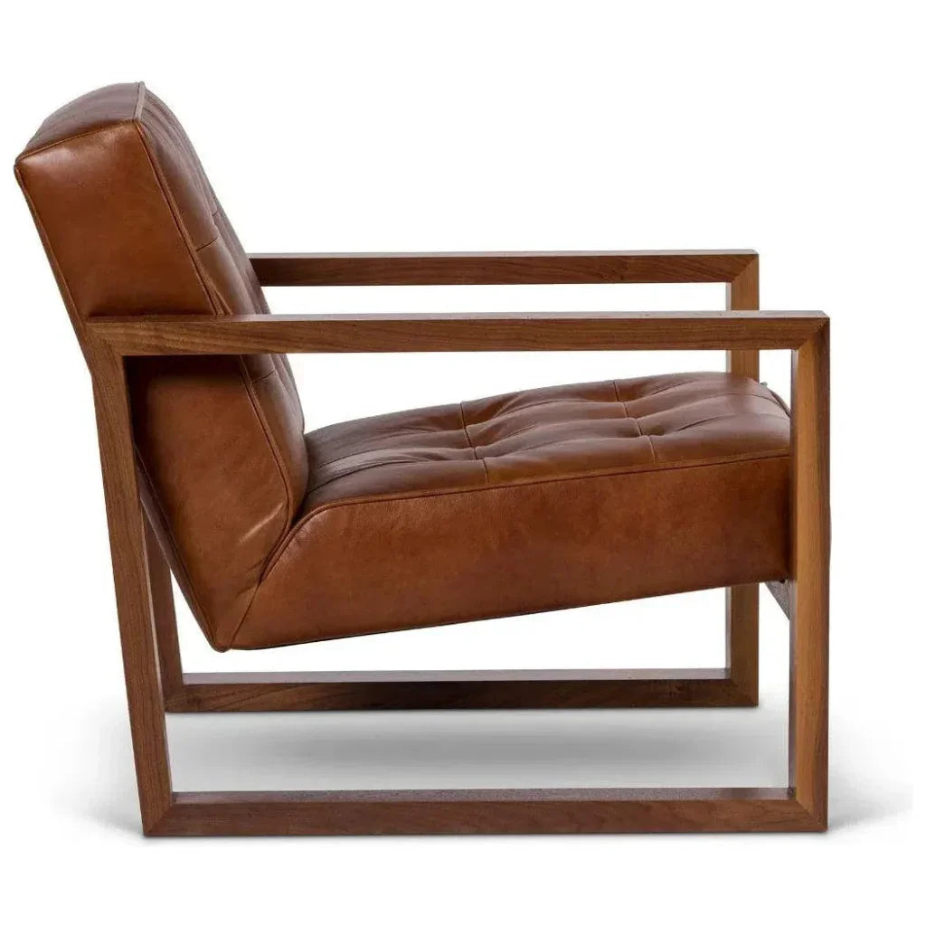 Modern Full Aniline Leather Accent Chair - LOOMLAN - One For Victory - Accent Chairs