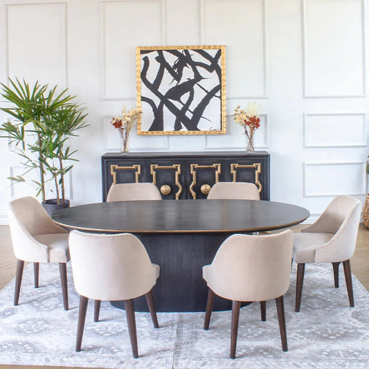 Modern Oval Black Dining Table Michelle-Dining Tables-Peninsula Home-LOOMLAN