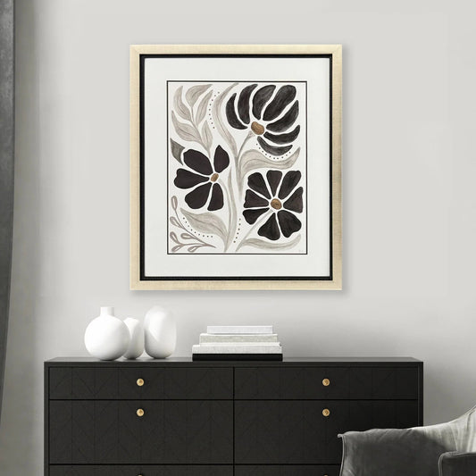 Modern Petals II Grey Framed Wall Art