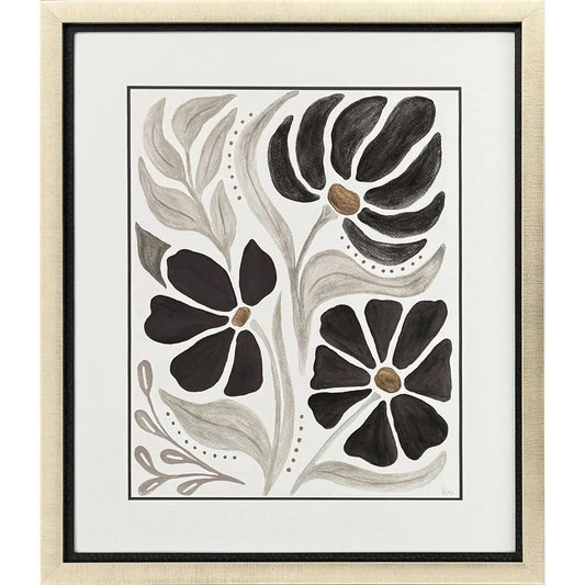 Modern Petals II Grey Framed Wall Art