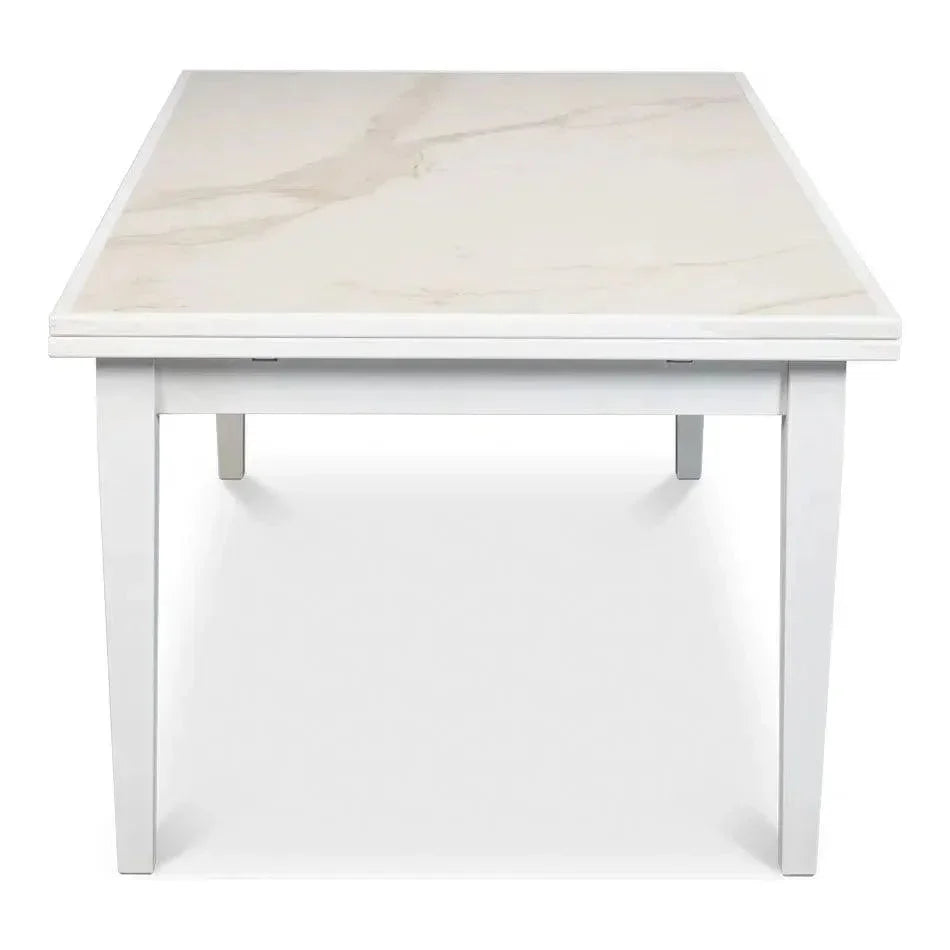 Modern White Extension Dining Table Seats 10 People-Dining Tables-Sarreid-LOOMLAN