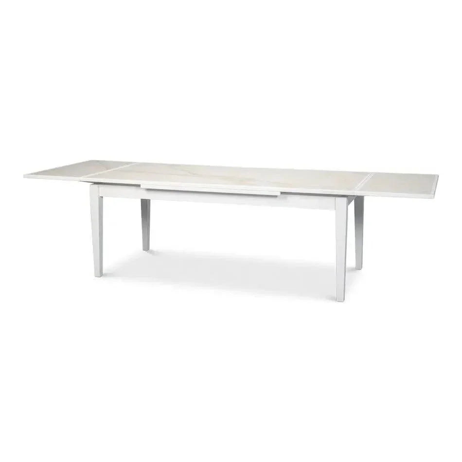Modern White Extension Dining Table Seats 10 People-Dining Tables-Sarreid-LOOMLAN