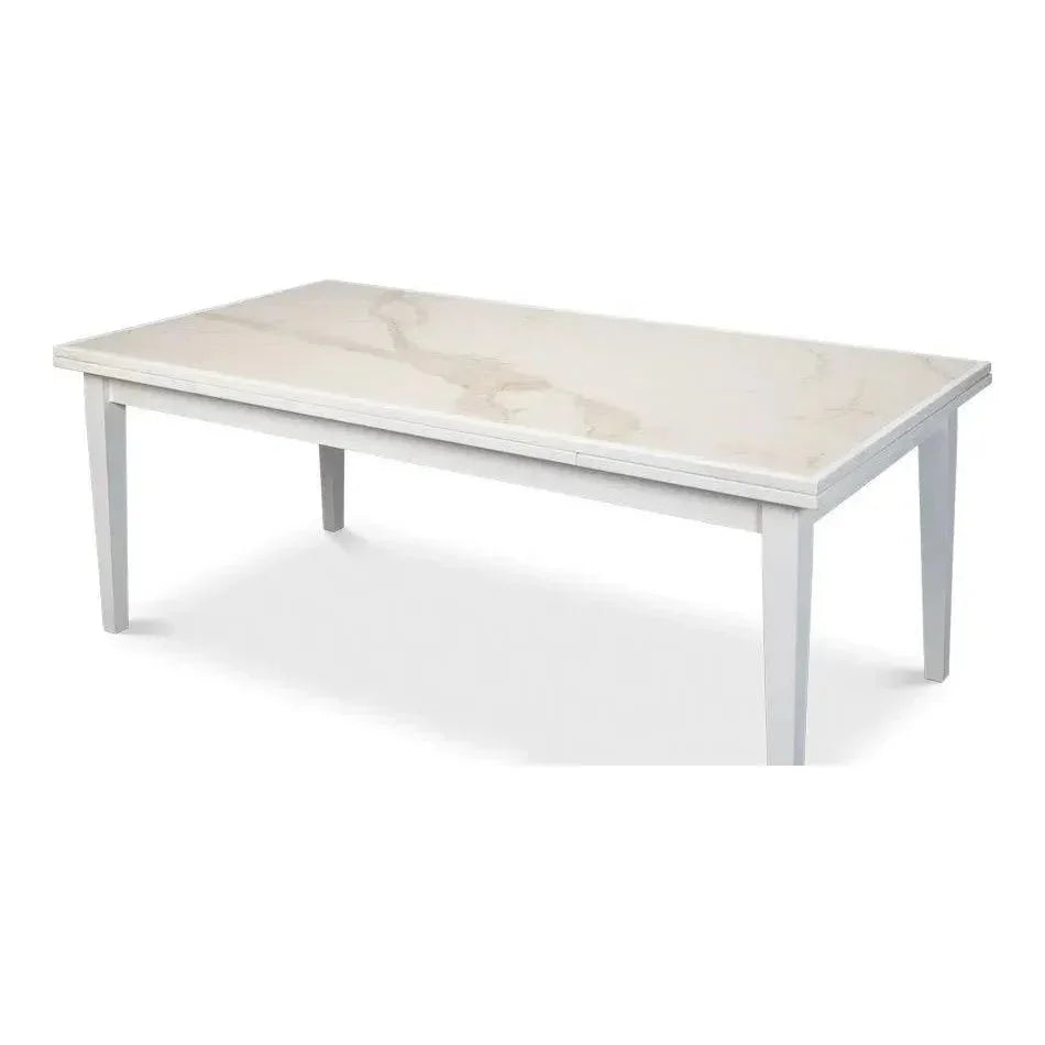 Modern White Extension Dining Table Seats 10 People-Dining Tables-Sarreid-LOOMLAN
