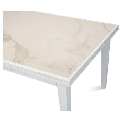 Modern White Extension Dining Table Seats 10 People-Dining Tables-Sarreid-LOOMLAN