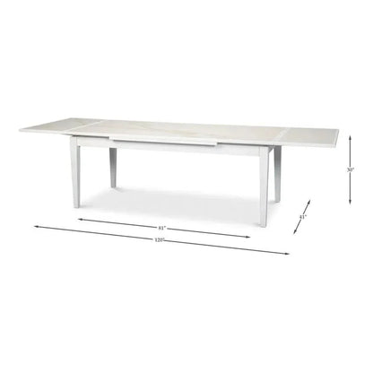 Modern White Extension Dining Table Seats 10 People-Dining Tables-Sarreid-LOOMLAN