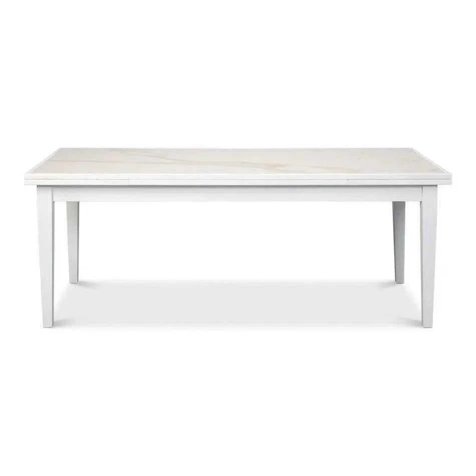 Modern White Extension Dining Table Seats 10 People-Dining Tables-Sarreid-LOOMLAN
