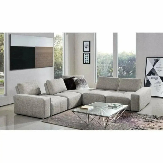 Modular 2-Seater Adjustable Backrests in Light Grey-Modular Sofas-Diamond Sofa-LOOMLAN