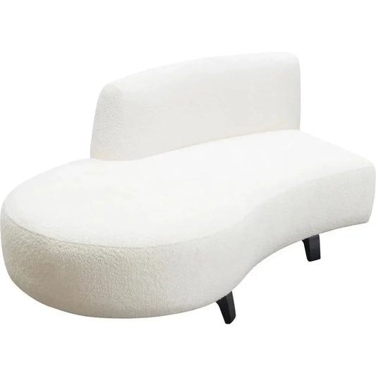 Modular Curved Back White Boucle Sherpa Left Chaise-Modular Components-Diamond Sofa-LOOMLAN