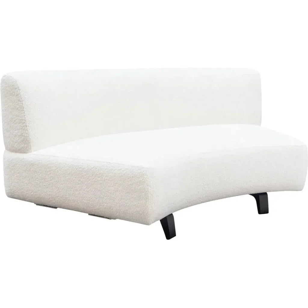 Modular Curved Back White Boucle Sherpa Loveseat-Modular Components-Diamond Sofa-LOOMLAN