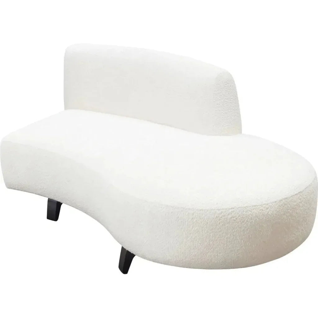 Modular Curved Back White Boucle Sherpa Right Chaise-Modular Components-Diamond Sofa-LOOMLAN