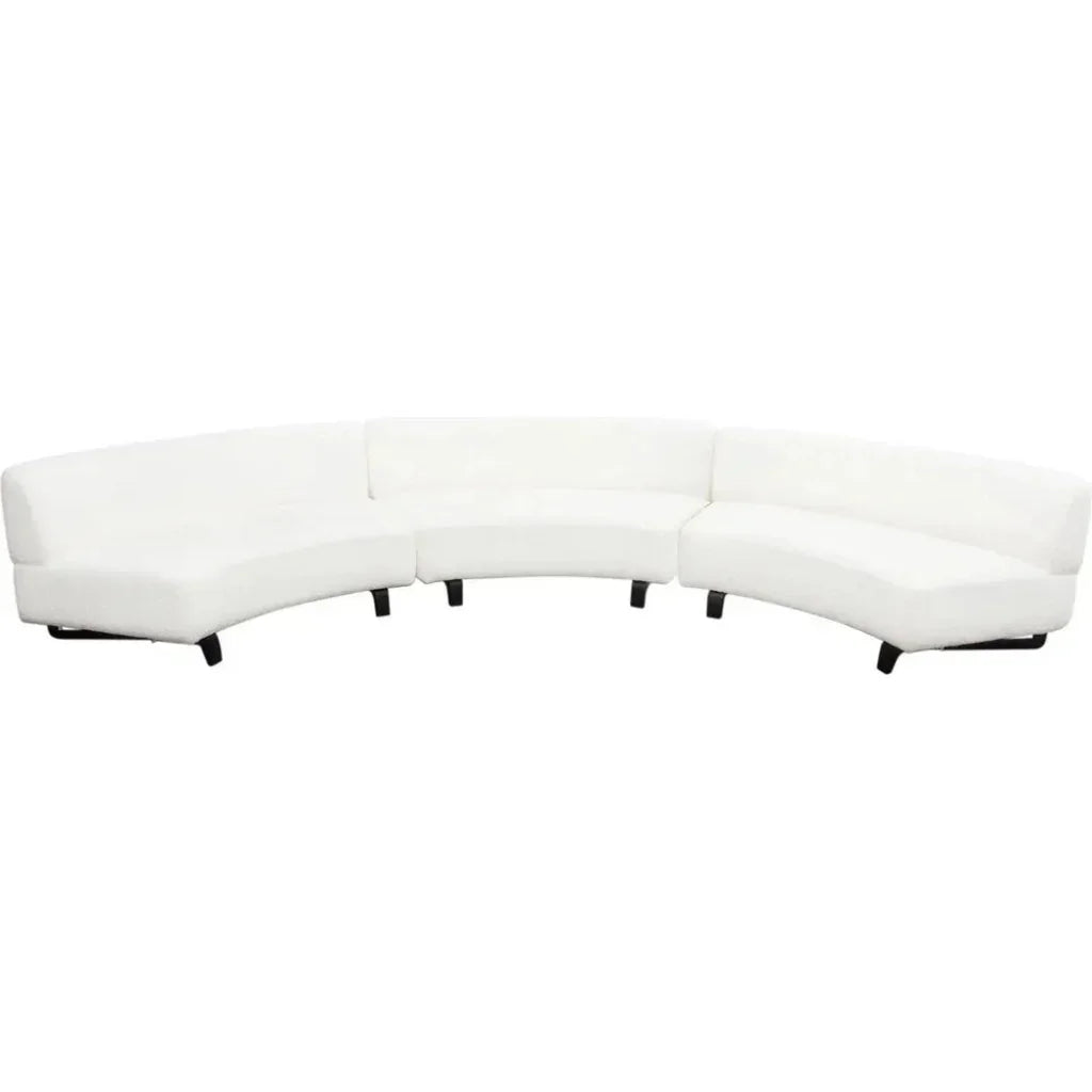 Modular Curved Back White Boucle Sherpa Sofa 3PC Set-Modular Sofas-Diamond Sofa-LOOMLAN