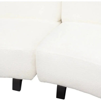 Modular Curved Back White Boucle Sherpa Sofa 3PC Set-Modular Sofas-Diamond Sofa-LOOMLAN