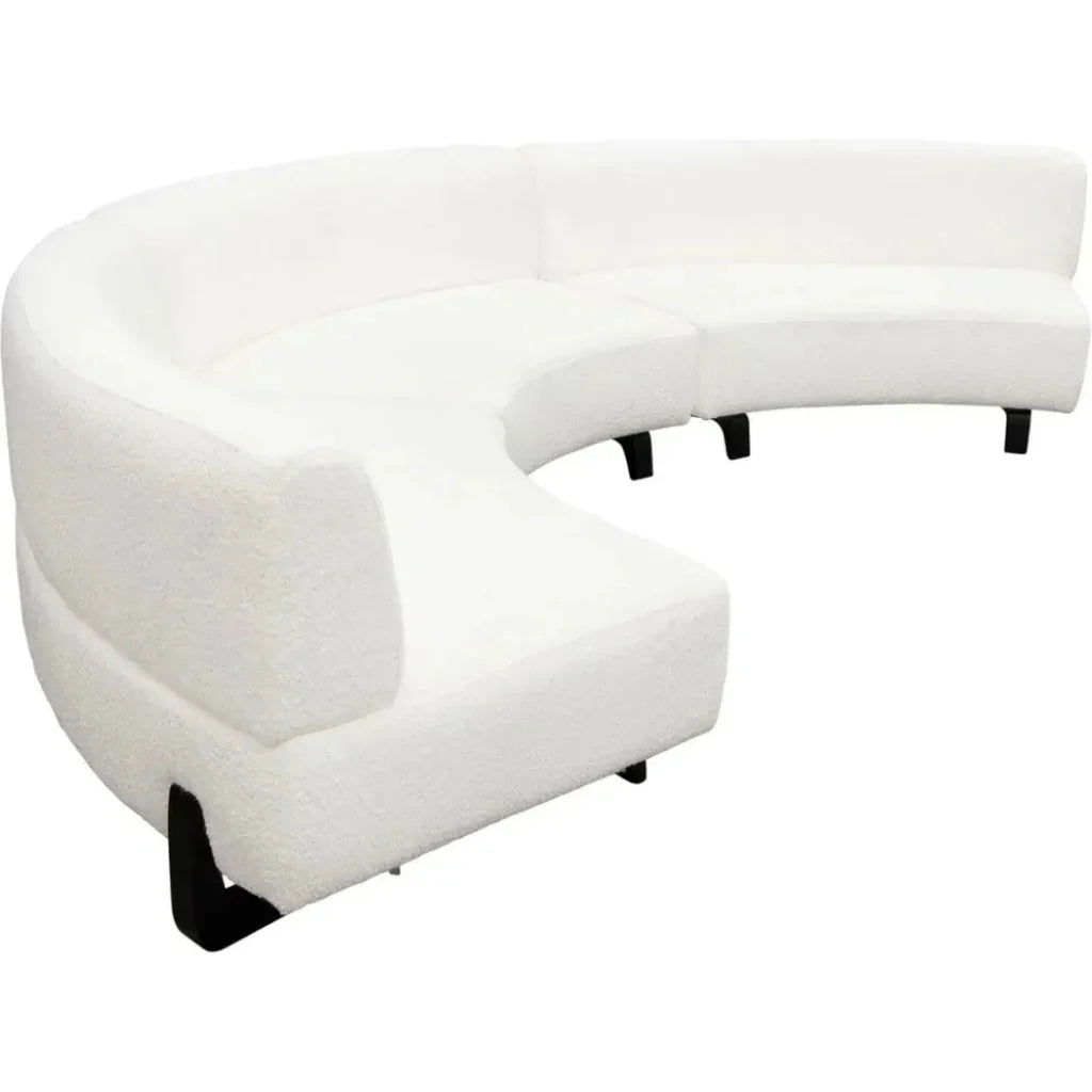 Modular Curved Back White Boucle Sherpa Sofa 3PC Set-Modular Sofas-Diamond Sofa-LOOMLAN
