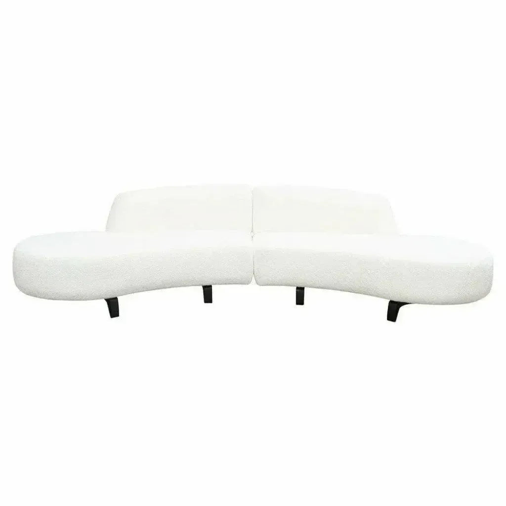 Modular Curved Back White Boucle Sofa Chaise 2PC Set-Modular Sofas-Diamond Sofa-LOOMLAN