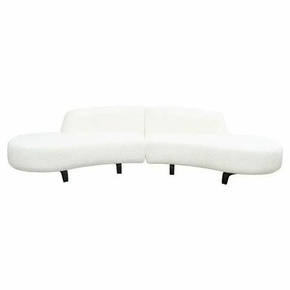 Modular Curved Back White Boucle Sofa Chaise 2PC Set-Modular Sofas-Diamond Sofa-LOOMLAN