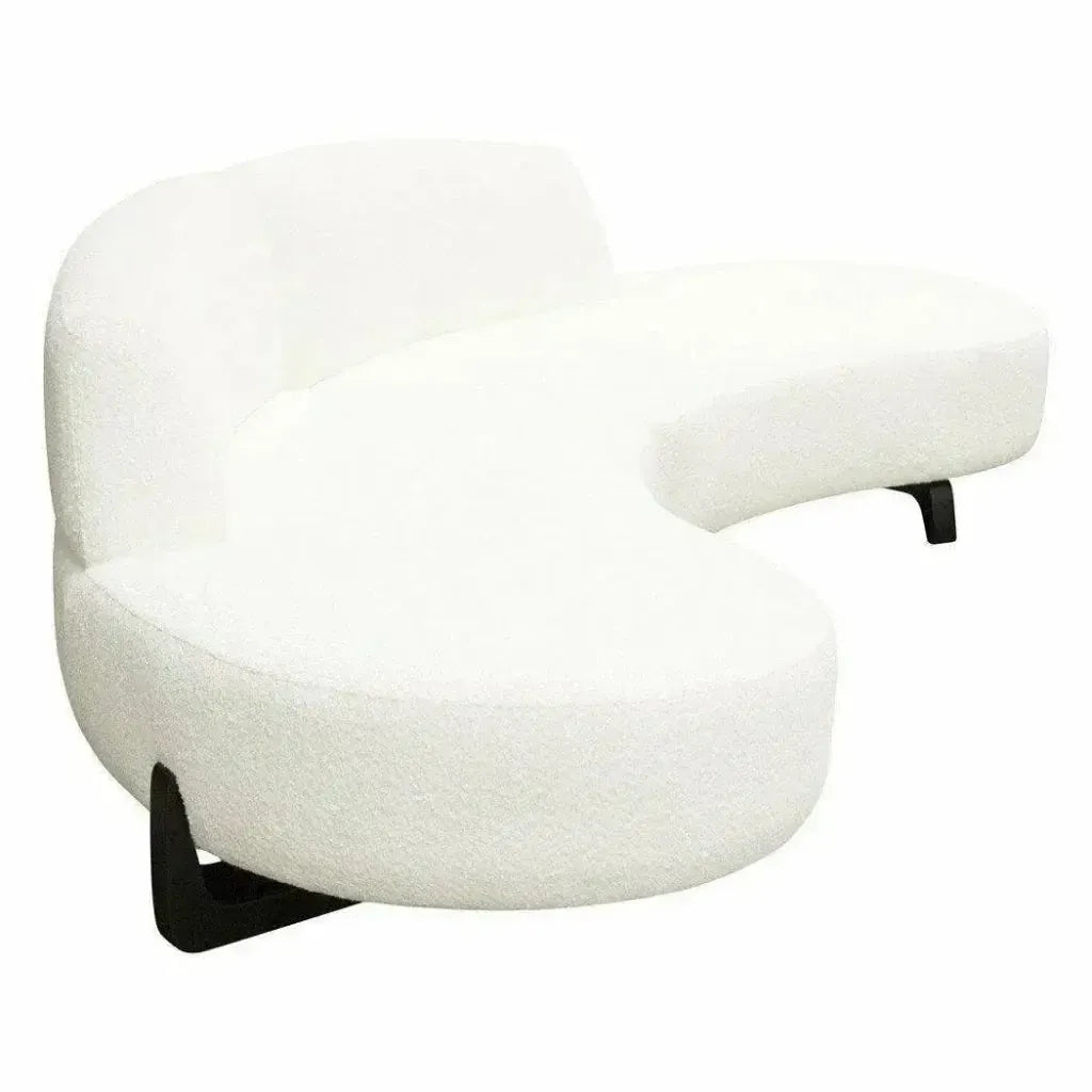 Modular Curved Back White Boucle Sofa Chaise 2PC Set-Modular Sofas-Diamond Sofa-LOOMLAN