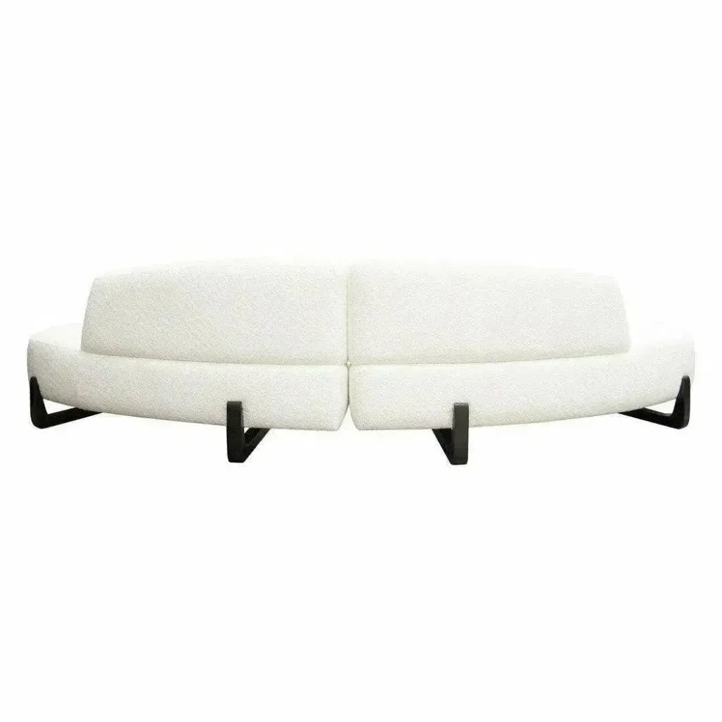 Modular Curved Back White Boucle Sofa Chaise 2PC Set-Modular Sofas-Diamond Sofa-LOOMLAN