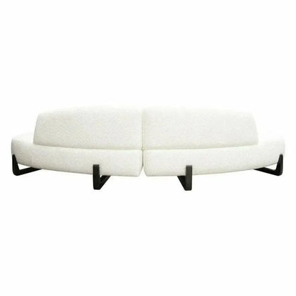 Modular Curved Back White Boucle Sofa Chaise 2PC Set-Modular Sofas-Diamond Sofa-LOOMLAN