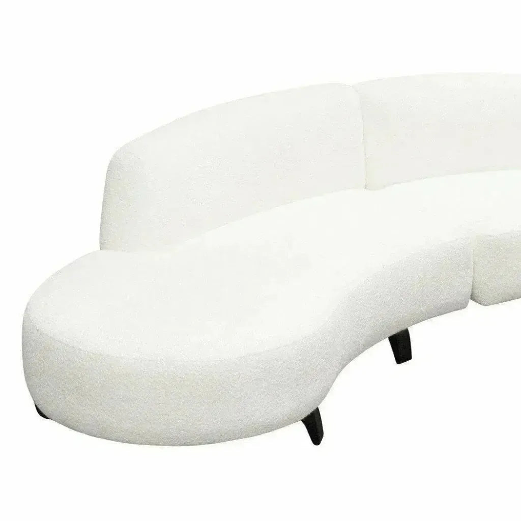 Modular Curved Back White Boucle Sofa Chaise 2PC Set-Modular Sofas-Diamond Sofa-LOOMLAN