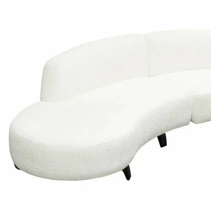 Modular Curved Back White Boucle Sofa Chaise 2PC Set-Modular Sofas-Diamond Sofa-LOOMLAN