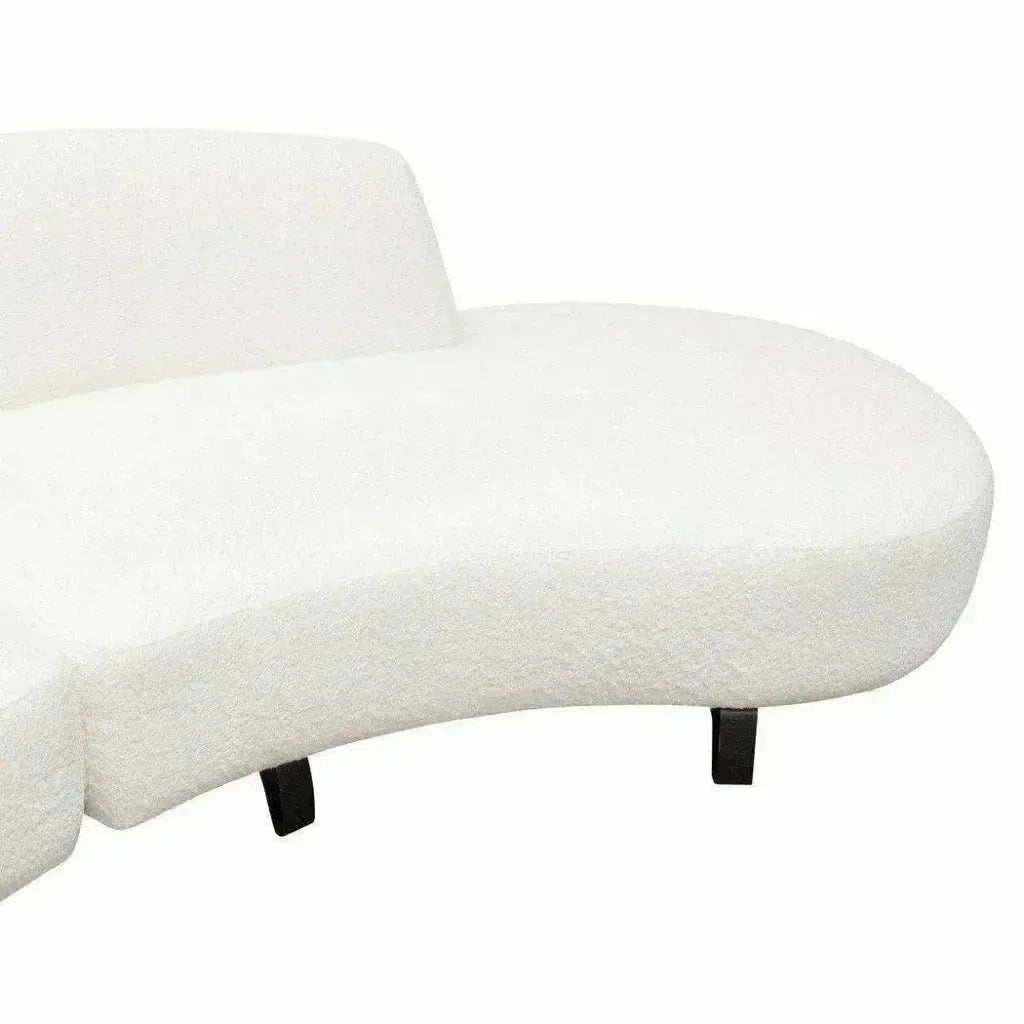 Modular Curved Back White Boucle Sofa Chaise 2PC Set-Modular Sofas-Diamond Sofa-LOOMLAN