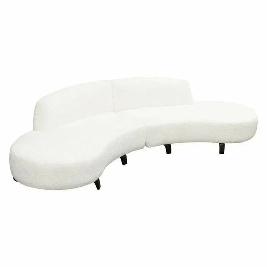 Modular Curved Back White Boucle Sofa Chaise 2PC Set-Modular Sofas-Diamond Sofa-LOOMLAN