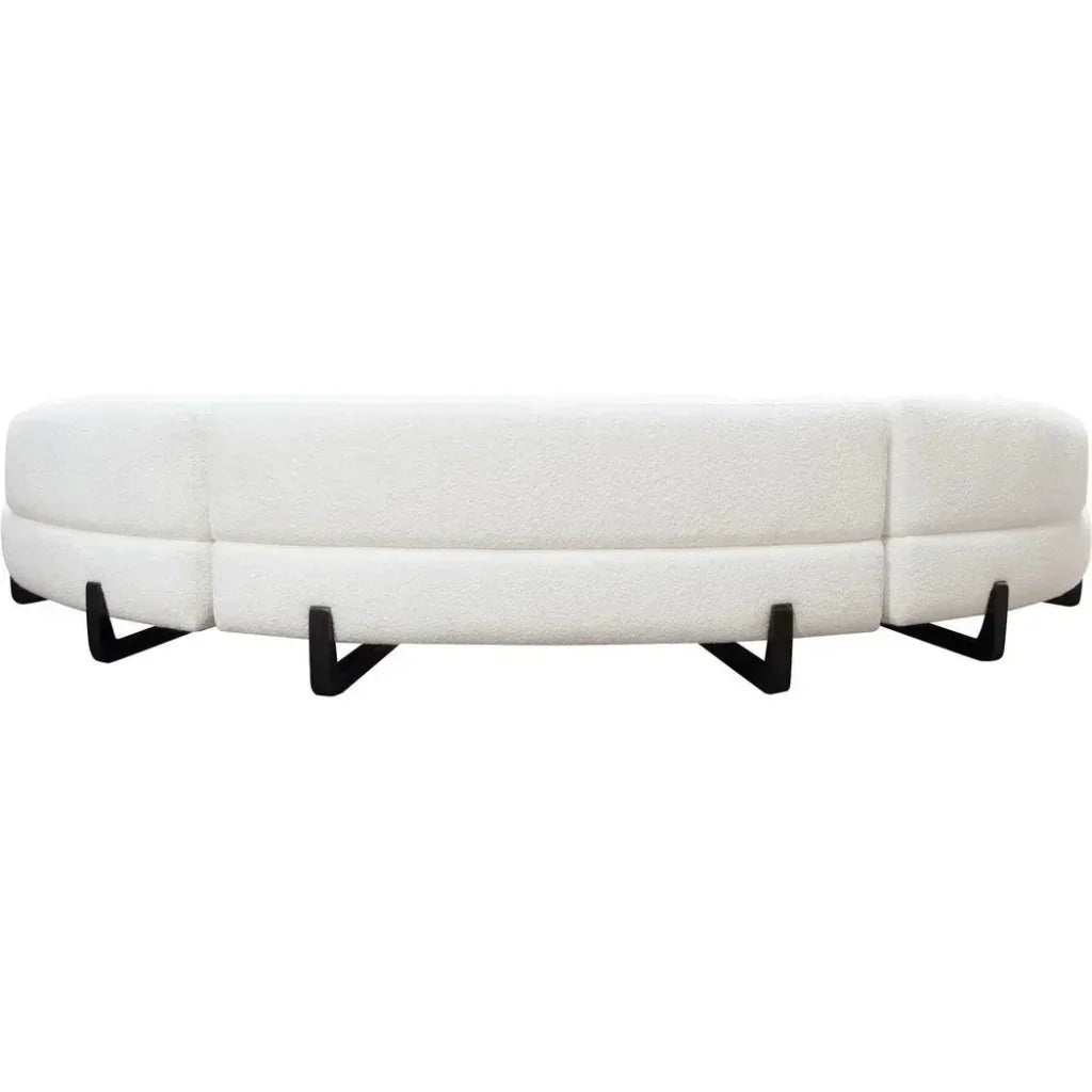 Modular Curved Back White Boucle Sofa Chaise 3PC Set-Modular Sofas-Diamond Sofa-LOOMLAN